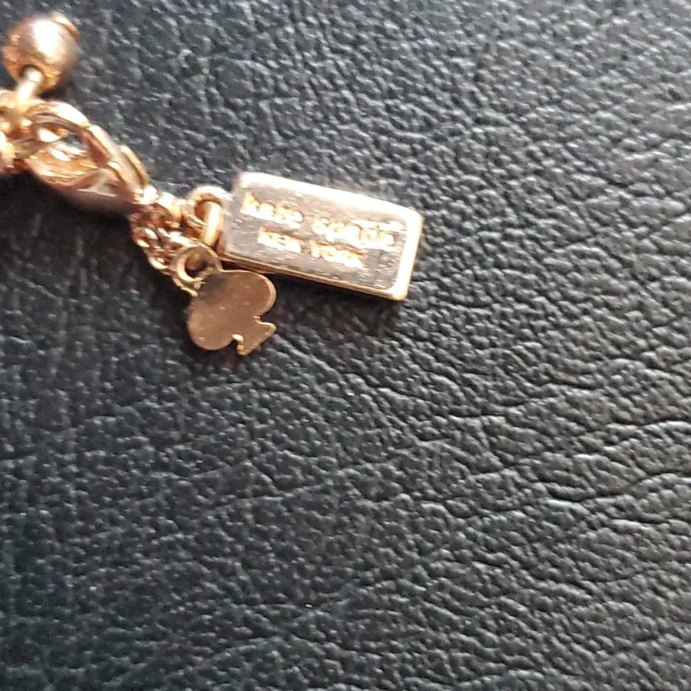 Kate Spade Rose Gold Pave Crystal Bow Pendant Necklace Dainty Designer Girly